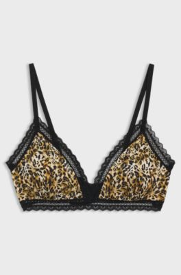 Triangle bra with lace trims, Patterned