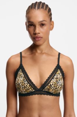 Triangle bra with lace trims, Patterned