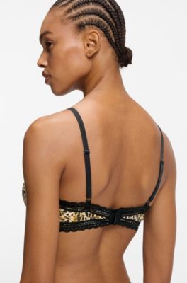 Triangle bra with lace trims, Patterned