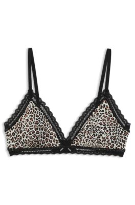 Triangle bra with lace trims, Patterned