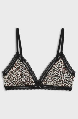 Triangle bra with lace trims, Patterned