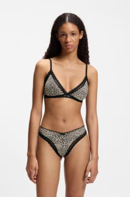 Triangle bra with lace trims, Patterned