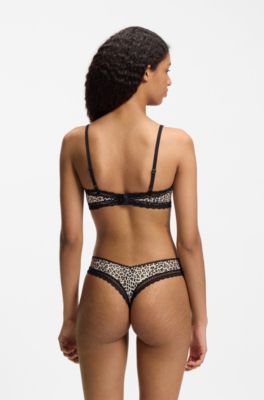 Triangle bra with lace trims, Patterned
