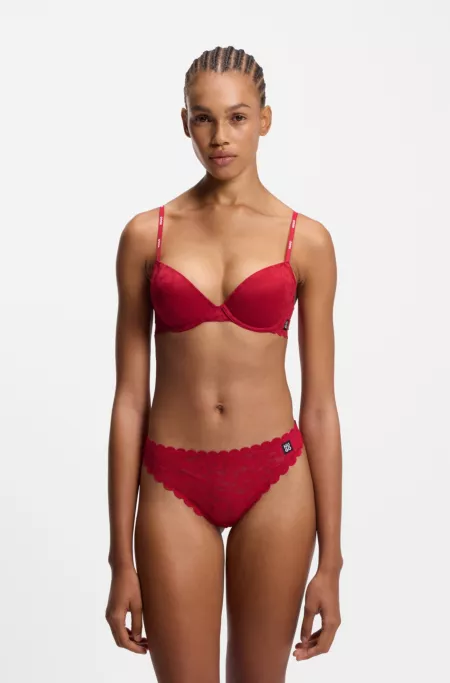 Push-up bra in leopard-print lace