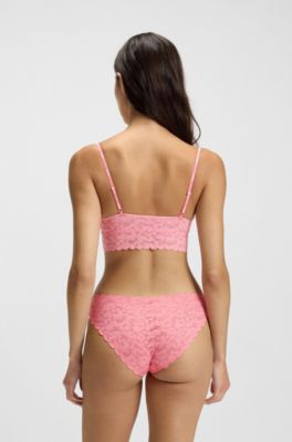 Scalloped-edge briefs in leopard-pattern lace, Light Red