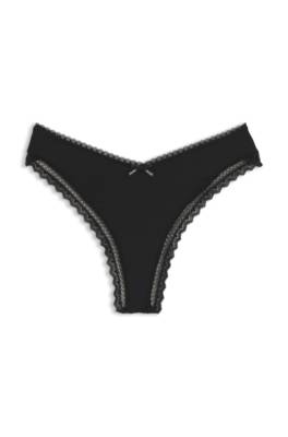 Lace-trim thong in stretch microfibre 1