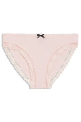 Regular-rise briefs in stretch microfibre with lace trim 1
