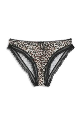 Regular-rise briefs in stretch microfibre with lace trim, Patterned