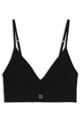 Brassi&egrave;re sans coutures &agrave; structures c&ocirc;tel&eacute;es et coussinets amovibles, Noir