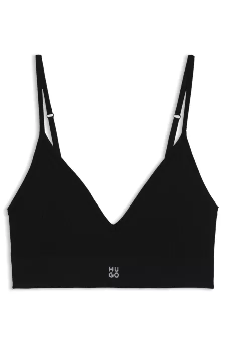 Brassière sans coutures à structures côtelées et coussinets amovibles