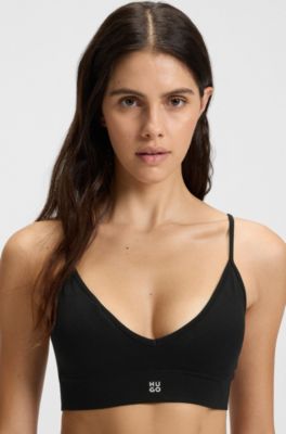 Brassi&egrave;re sans coutures &agrave; structures c&ocirc;tel&eacute;es et coussinets amovibles, Noir