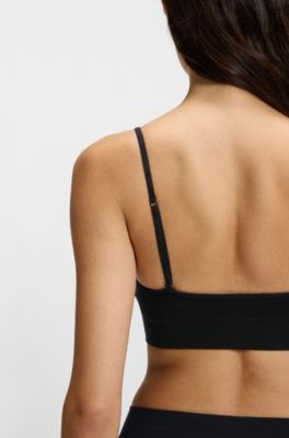 Brassi&egrave;re sans coutures &agrave; structures c&ocirc;tel&eacute;es et coussinets amovibles, Noir