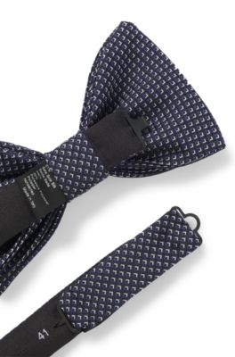 자카드 패턴 실크 블렌드 보타이, 블루