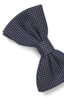 자카드 패턴 실크 블렌드 보타이, 블루