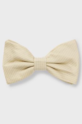 Silk bow tie with jacquard pattern, Light Beige
