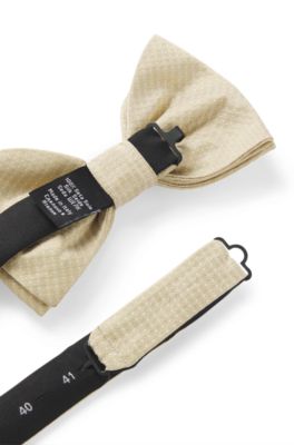 Silk bow tie with jacquard pattern, Light Beige