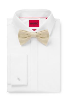 Silk bow tie with jacquard pattern, Light Beige