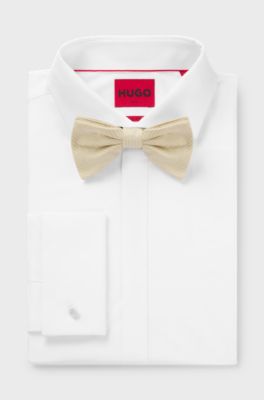 Silk bow tie with jacquard pattern, Light Beige