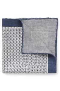 Silk pocket square with digital print, Blue Patterned