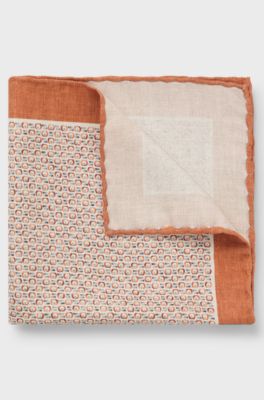Silk pocket square with digital print, Orange