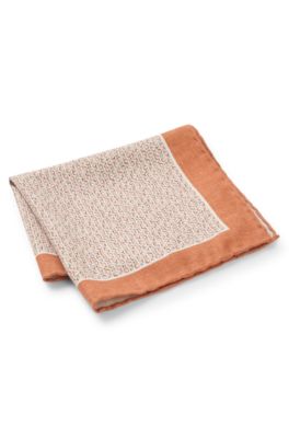 Silk pocket square with digital print, Orange