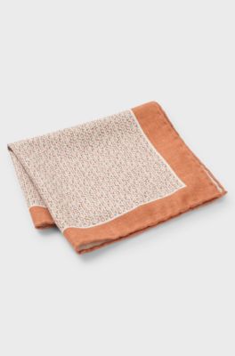 Silk pocket square with digital print, Orange