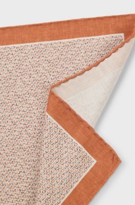 Silk pocket square with digital print, Orange
