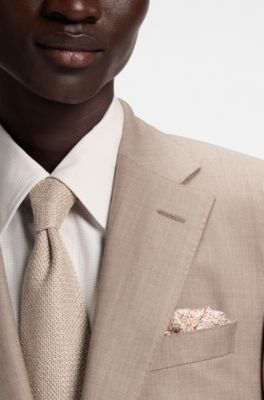 Silk pocket square with digital print, Orange