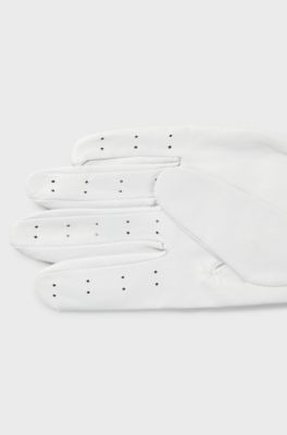 Guanti perforati in nappa con chiusura a strappo, Bianco