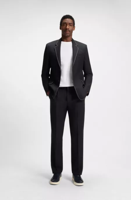 Relaxed-fit jacket in virgin wool with contrast stitching
