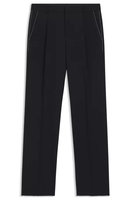 Relaxed-fit trousers in melange virgin wool
