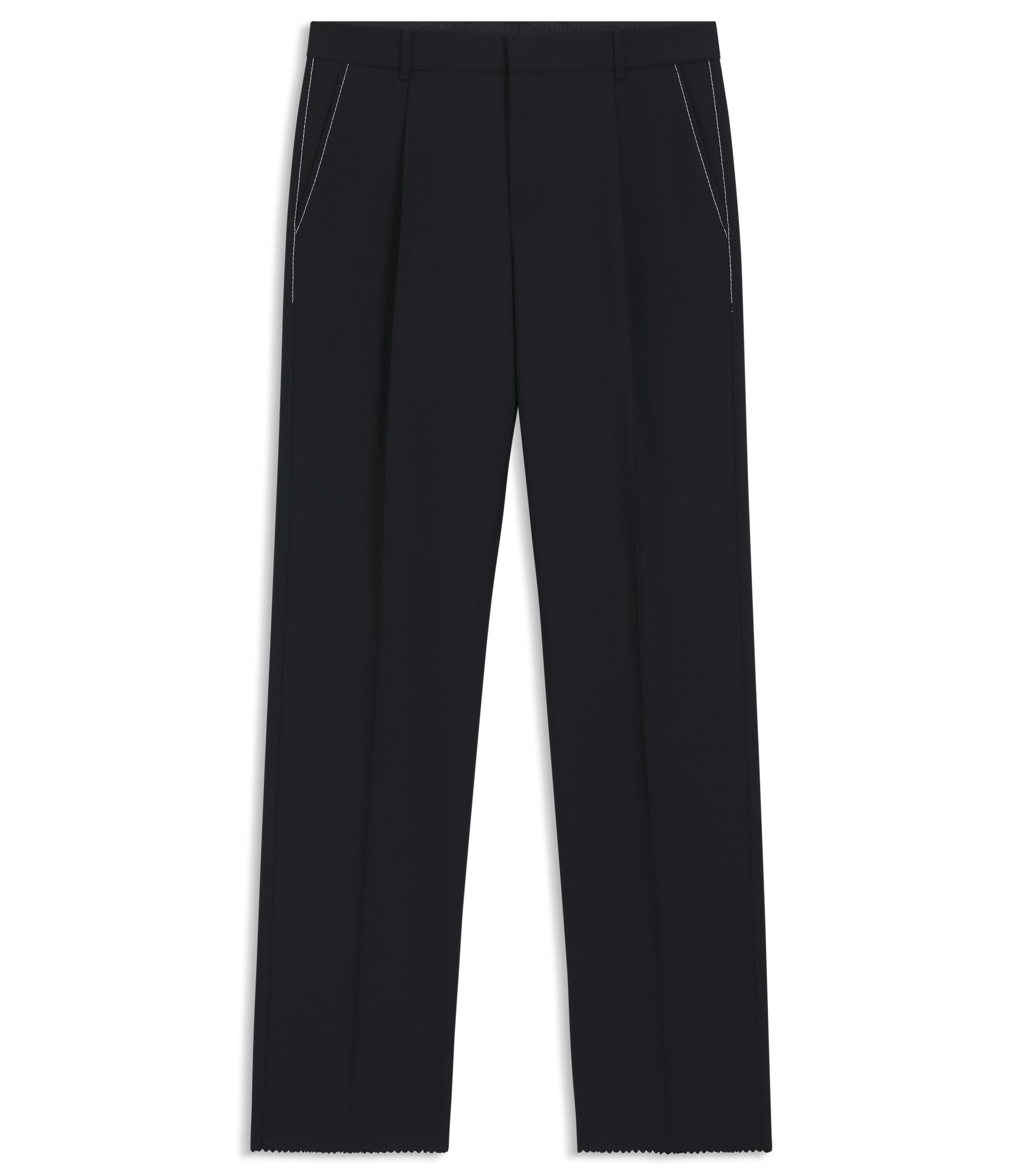 BOSS スリムフィットパンツ バージンウール　ダークブルー BOSS - スリムフィットパンツ ストレッチバージンウール
