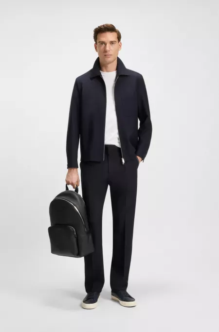 Relaxed-fit trousers in melange virgin wool