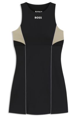 Active jersey dress with colour-blocking, Black / White
