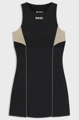 Active jersey dress with colour-blocking, Black / White