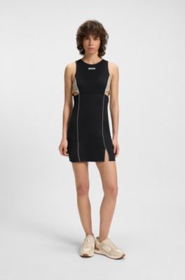 Actieve jerseyjurk met blokkleuren, Zwart / Wit