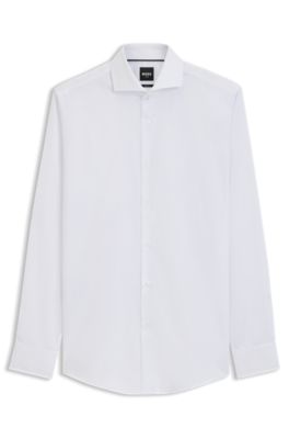 Slim-fit shirt in wrinkle-resistant Oxford cotton, White