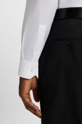 Slim-fit shirt in wrinkle-resistant Oxford cotton, White