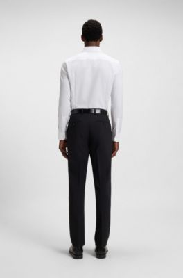 Slim-fit shirt in wrinkle-resistant Oxford cotton, White