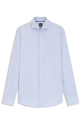 Slim-fit shirt in wrinkle-resistant Oxford cotton, Light Blue
