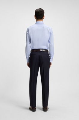 Slim-fit shirt in wrinkle-resistant Oxford cotton, Light Blue