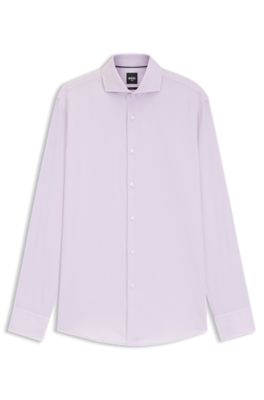 Slim-fit shirt in wrinkle-resistant Oxford cotton, Light Purple
