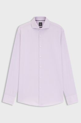 Slim-fit shirt in wrinkle-resistant Oxford cotton, Light Purple