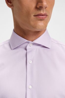 Slim-fit shirt in wrinkle-resistant Oxford cotton, Light Purple