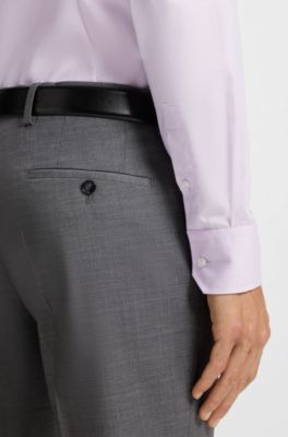 Slim-fit shirt in wrinkle-resistant Oxford cotton, Light Purple