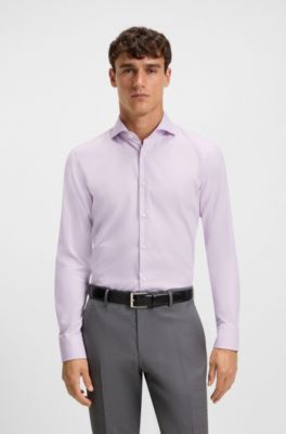 Slim-fit shirt in wrinkle-resistant Oxford cotton, Light Purple