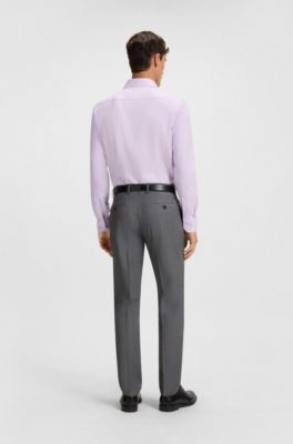Slim-fit shirt in wrinkle-resistant Oxford cotton, Light Purple