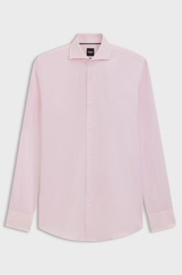 Slim-fit shirt in wrinkle-resistant Oxford cotton, Light Pink