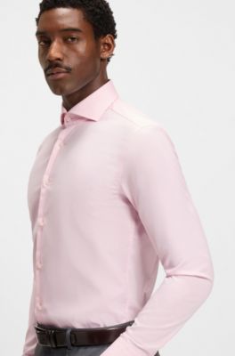 Slim-fit shirt in wrinkle-resistant Oxford cotton, Light Pink