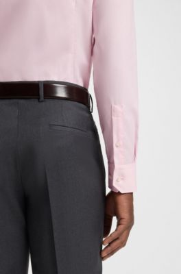 Slim-fit shirt in wrinkle-resistant Oxford cotton, Light Pink